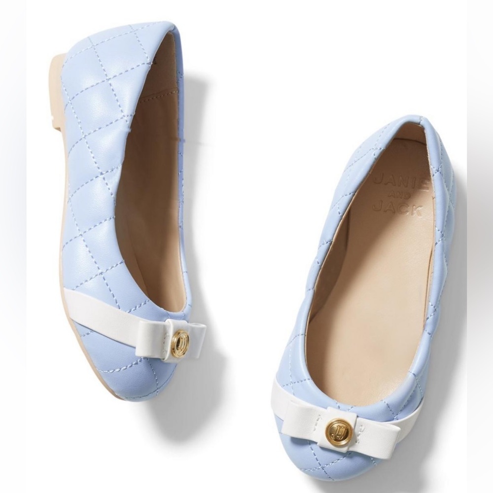 Janie and Jack Girls Quilted Bow Flat Spring Dress Shoes 5